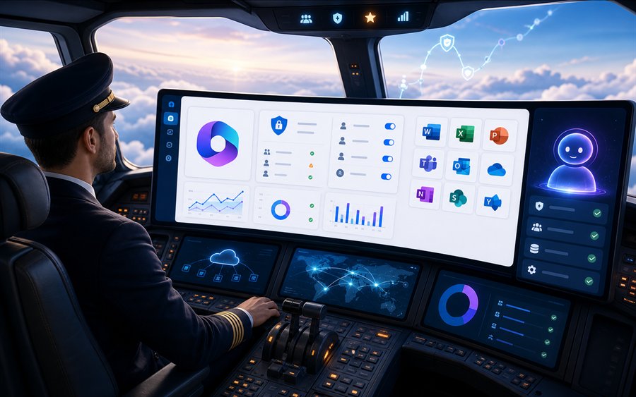 Kursbild Microsoft 365 Copilot Administration mit Governance, Security, Lizenzsteuerung und Monitoring